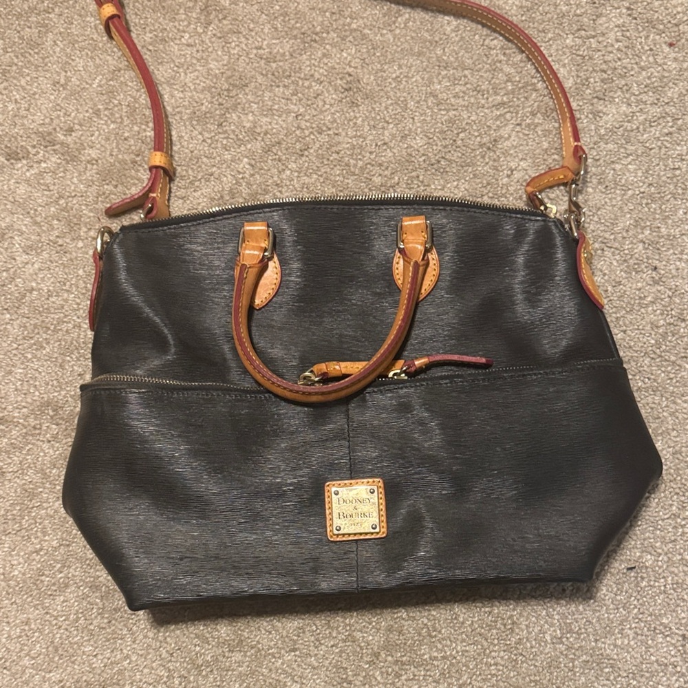 Dooney & Bourke Black and Tan Shoulder Bag